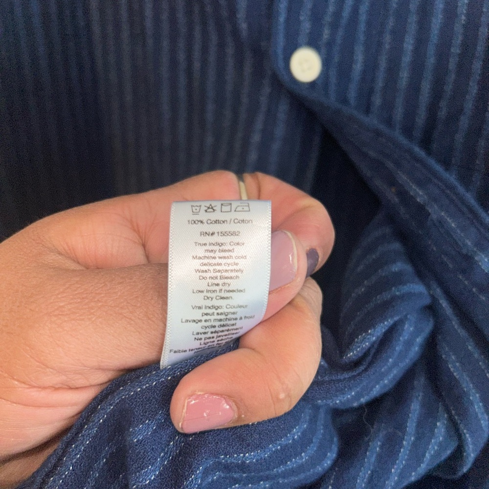 Corridor New York Shirt - blue striped 100 % cotton long sleeve button up - Picture 7 of 10
